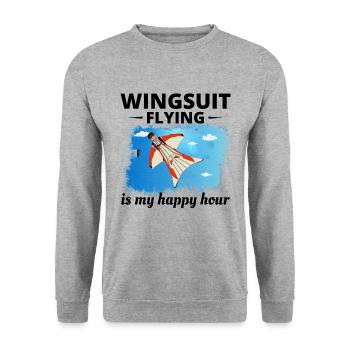 Wingsuit fliegen Base Jumping Fallschirmspringen Wingsuiting - Unisex Pullover - Weißgrau meliert - Vorne - Alina (178cm) & Michal (187cm)