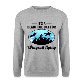 Wingsuit fliegen Base Jumping Fallschirmspringen Wingsuiting - Unisex Pullover - Weißgrau meliert - Vorne - Alina (178cm) & Michal (187cm)