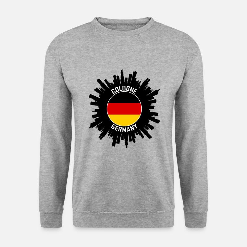 Köln Skyline Deutschland Flagge Reise Souvenir - Unisex Pullover - Weißgrau meliert