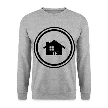 Haus Symbol Home - Unisex Pullover - Weißgrau meliert - Vorne - Alina (178cm) & Michal (187cm)