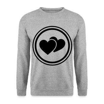Herzen Symbol - Unisex Pullover - Weißgrau meliert - Vorne - Alina (178cm) & Michal (187cm)