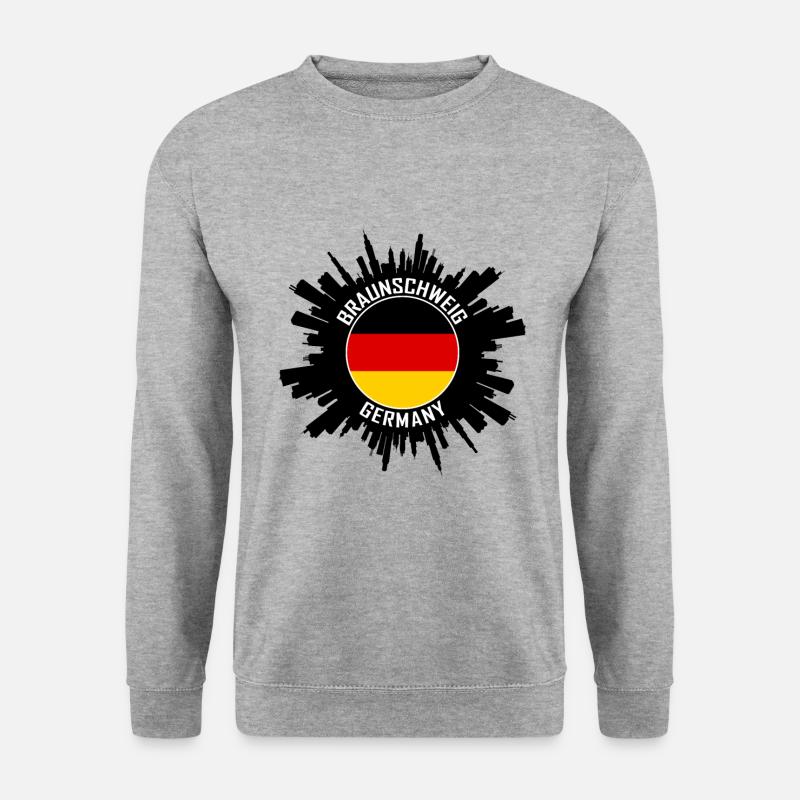 Braunschweig Skyline Deutschland Flagge Reise-Souvenir - Unisex Pullover - Weißgrau meliert