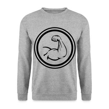 Muscles du bras biceps - Sweat-shirt Unisexe - gris chiné - Devant - Alina (178cm) & Michal (187cm)