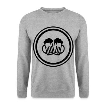Bierglas Symbol - Unisex Pullover - Weißgrau meliert - Vorne - Alina (178cm) & Michal (187cm)