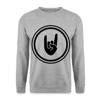Party Hand Symbol - Unisex Sweatshirt - salt & pepper - Front - Alina (178cm) & Michal (187cm)