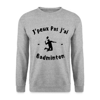 J Peux pas j ai Badminton - Sweat-shirt Unisexe - gris chiné - Devant - Alina (178cm) & Michal (187cm)