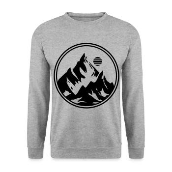 Berge Symbol Mountains Kreis - Unisex Pullover - Weißgrau meliert - Vorne - Alina (178cm) & Michal (187cm)