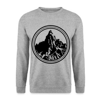 Berge Symbol Silhouette Kreis - Unisex Pullover - Weißgrau meliert - Vorne - Alina (178cm) & Michal (187cm)