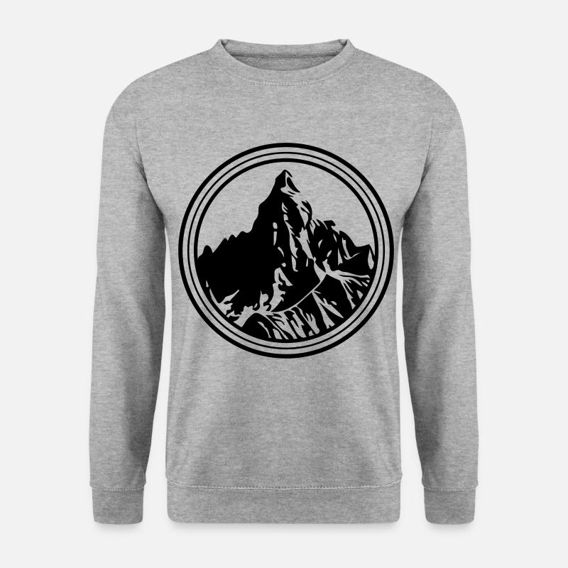 Berge Symbol Silhouette Kreis - Unisex Pullover - Weißgrau meliert