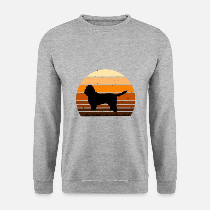 Basset Griffon Vendeen Petit Dog Silhouette Retro - Unisex Pullover - Weißgrau meliert