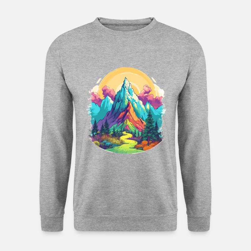 Buntes Outdoor Design - Unisex Pullover - Weißgrau meliert