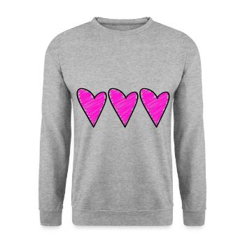 Symbole du cœur Amour - Sweat-shirt Unisexe - gris chiné - Devant - Alina (178cm) & Michal (187cm)