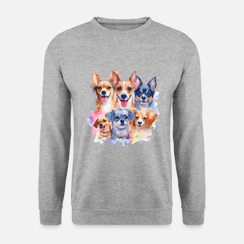 Hunde-Funny-Pack - Unisex Pullover - Weißgrau meliert