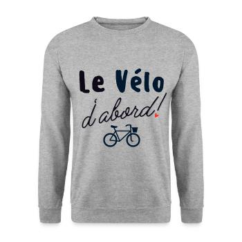 Le vélo d abord - Sweat-shirt Unisexe - gris chiné - Devant - Alina (178cm) & Michal (187cm)