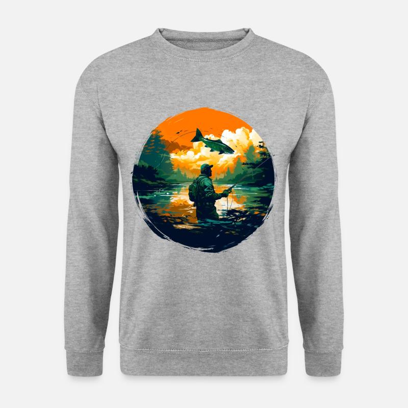 Fischerforelle - Unisex Pullover - Weißgrau meliert