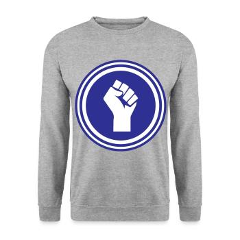 Hand Faust - Unisex Pullover - Weißgrau meliert - Vorne - Alina (178cm) & Michal (187cm)