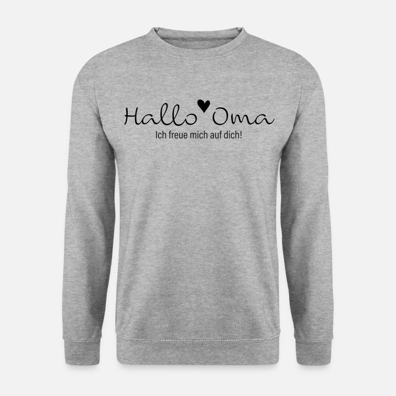 Hallo Oma, ich freue mich auf dich - Unisex Pullover - Weißgrau meliert