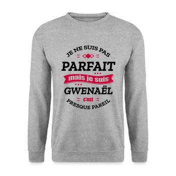 GWENAËL PARFAIT - PRENOM GWENAËL - Sweat-shirt Unisexe - gris chiné - Devant - Alina (178cm) & Michal (187cm)