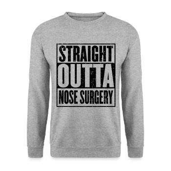 Straight Outta Nose Surgery Funny Gift - Unisex Sweatshirt - salt & pepper - Front - Alina (178cm) & Michal (187cm)