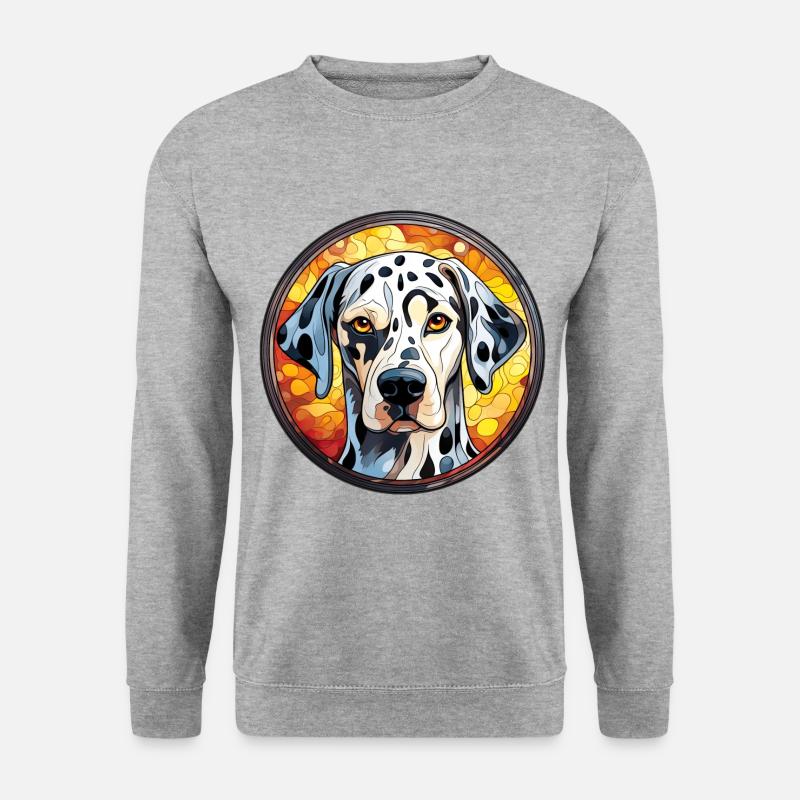 Dalmatiner Hunderasse Aquarellglas - Unisex Pullover - Weißgrau meliert