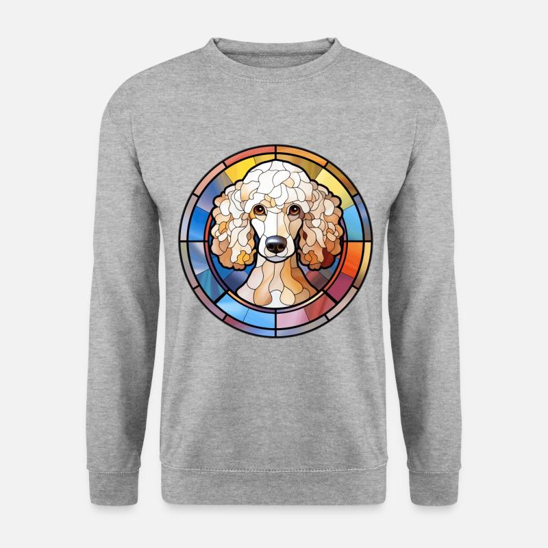 Pudel Hunderasse Aquarellglas - Unisex Pullover - Weißgrau meliert