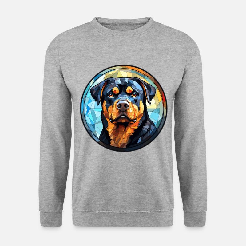 Rottweiler Hunderasse Aquarellglas - Unisex Pullover - Weißgrau meliert