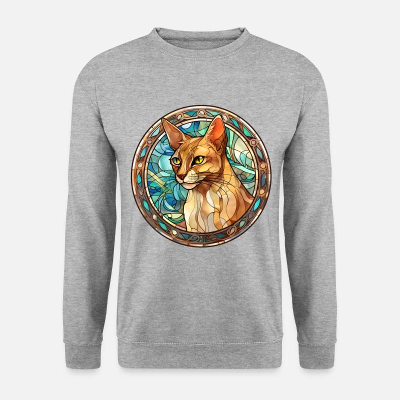 Abessinierkatze Rasse Aquarellglas - Unisex Pullover - Weißgrau meliert