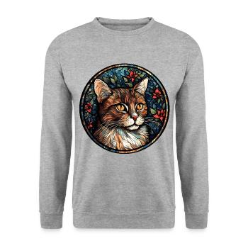 American Wirehair Cat Breed Watercolor Glass - Unisex Sweatshirt - salt & pepper - Front - Alina (178cm) & Michal (187cm)