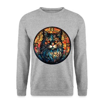 Cymric Cat Breed Aquarelle Verre - Sweat-shirt Unisexe - gris chiné - Devant - Alina (178cm) & Michal (187cm)