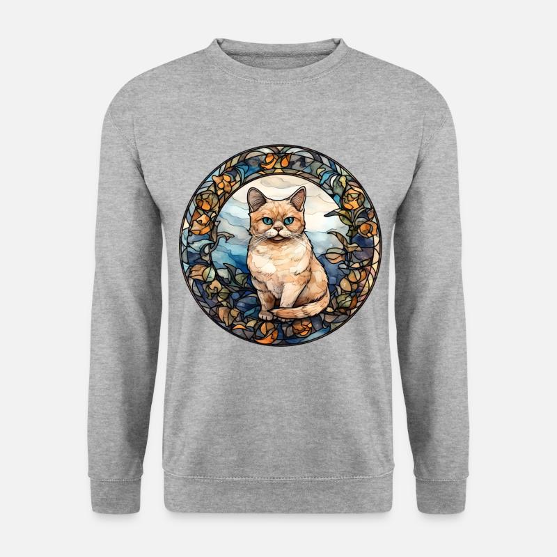 Munchkin Katzenrasse Aquarellglas - Unisex Pullover - Weißgrau meliert