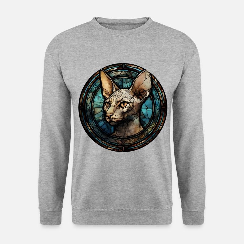 Peterbald Katzenrasse Aquarellglas - Unisex Pullover - Weißgrau meliert