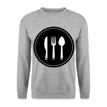 Fork cutlery - Unisex Sweatshirt - salt & pepper - Front - Alina (178cm) & Michal (187cm)