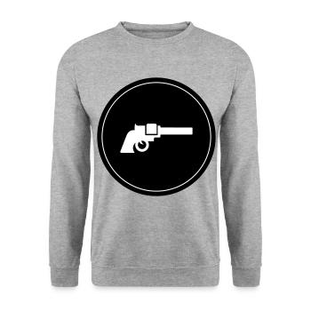 Weapon Symbol Pistol - Unisex Sweatshirt - salt & pepper - Front - Alina (178cm) & Michal (187cm)