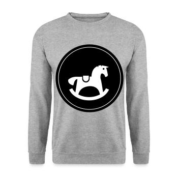 Schauckelpferd Spielzeug Baby - Unisex Pullover - Weißgrau meliert - Vorne - Alina (178cm) & Michal (187cm)