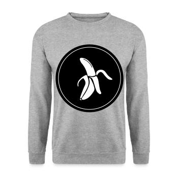 Banane Icon - Unisex Pullover - Weißgrau meliert - Vorne - Alina (178cm) & Michal (187cm)