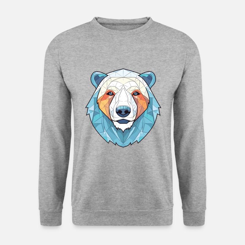 Eisbär Bunte Aquarell-Tierillustration - Unisex Pullover - Weißgrau meliert