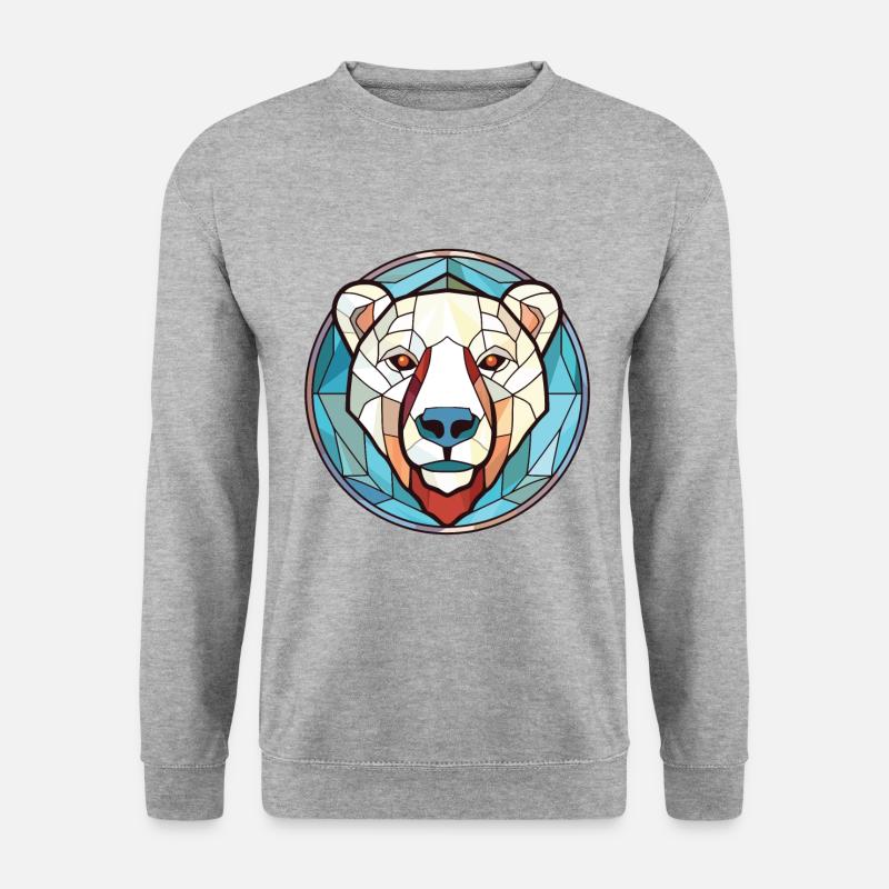 Eisbär Bunte Aquarell-Tierillustration - Unisex Pullover - Weißgrau meliert