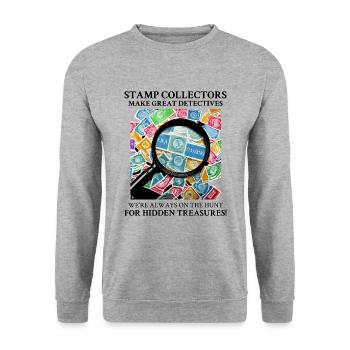 Philatélie philatéliste philatéliste collectionneur de timbres - Sweat-shirt Unisexe - gris chiné - Devant - Alina (178cm) & Michal (187cm)