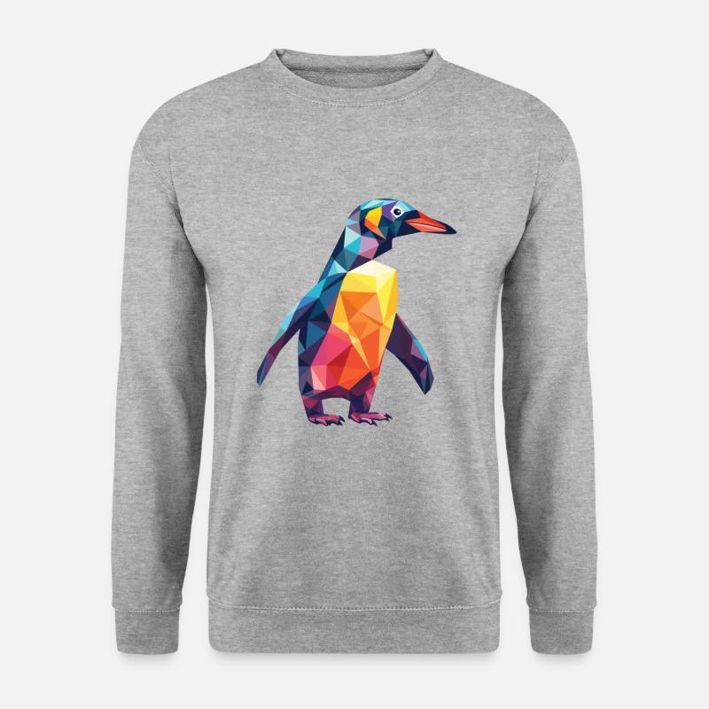 Pinguin Bunte Aquarell-Tierillustration - Unisex Pullover - Weißgrau meliert