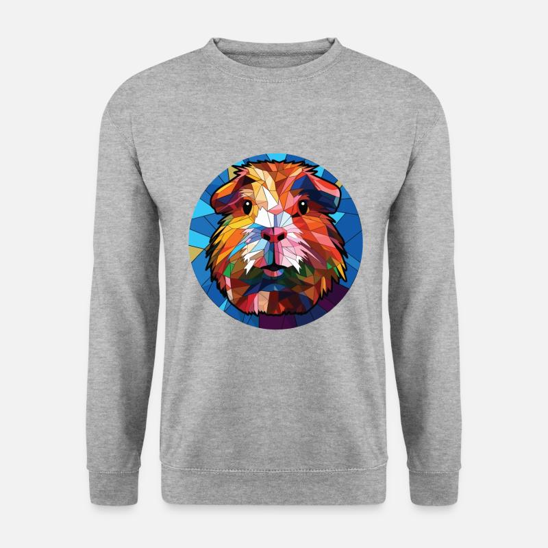 Meerschweinchen Bunte Aquarell-Tierillustration - Unisex Pullover - Weißgrau meliert