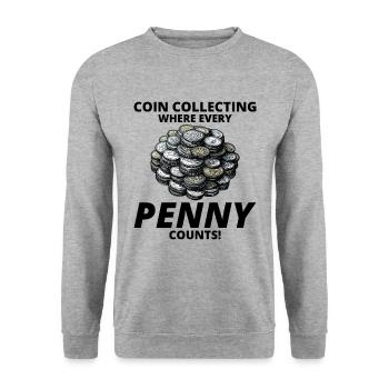 Coin Collecting Collector Numismatic Numismatist - Unisex Sweatshirt - salt & pepper - Front - Alina (178cm) & Michal (187cm)