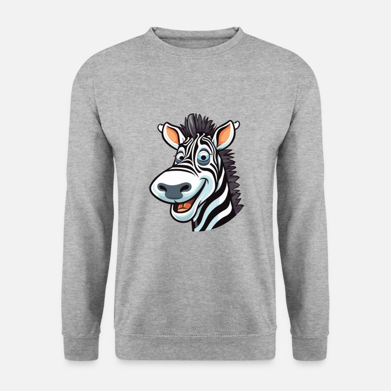 Zebra-Cartoon-Kawaii-Aquarellillustration - Unisex Pullover - Weißgrau meliert