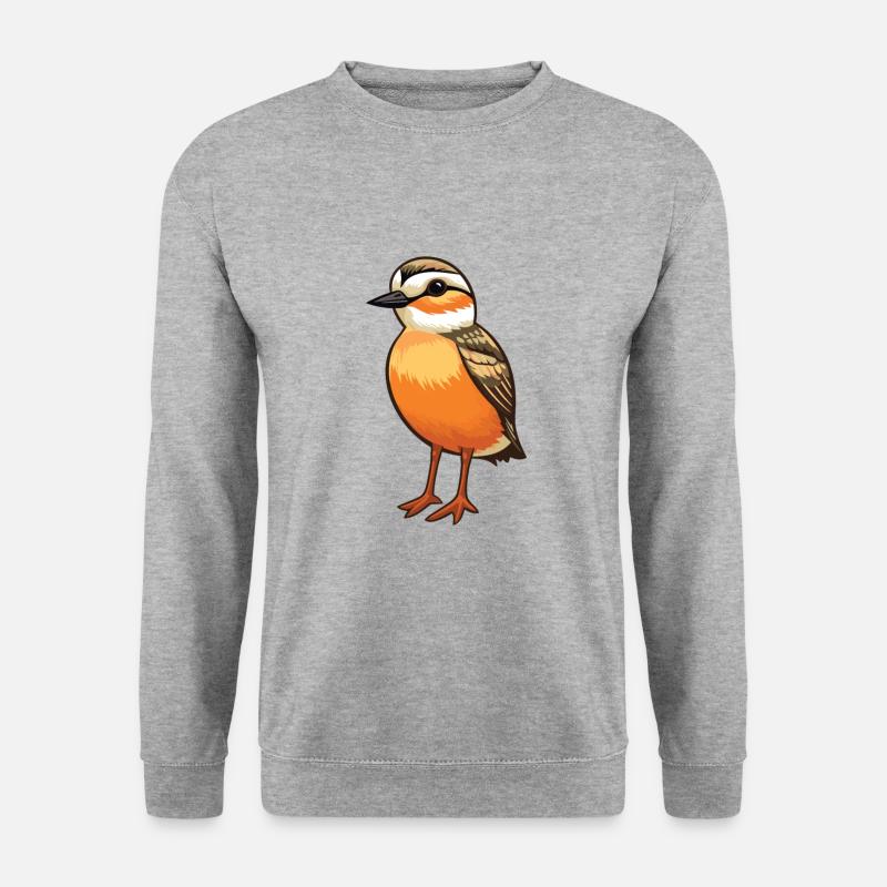 Dotterel Karikatur Kawaii Aquarell Illustration - Unisex Pullover - Weißgrau meliert