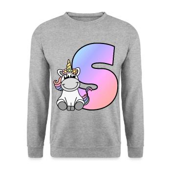 Licorne Lettre S - Sweat-shirt Unisexe - gris chiné - Devant - Alina (178cm) & Michal (187cm)