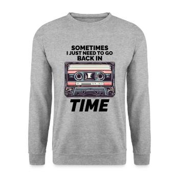 Vintage '80s Cassette Tape: Time Travel in Style - Unisex Sweatshirt - salt & pepper - Front - Alina (178cm) & Michal (187cm)