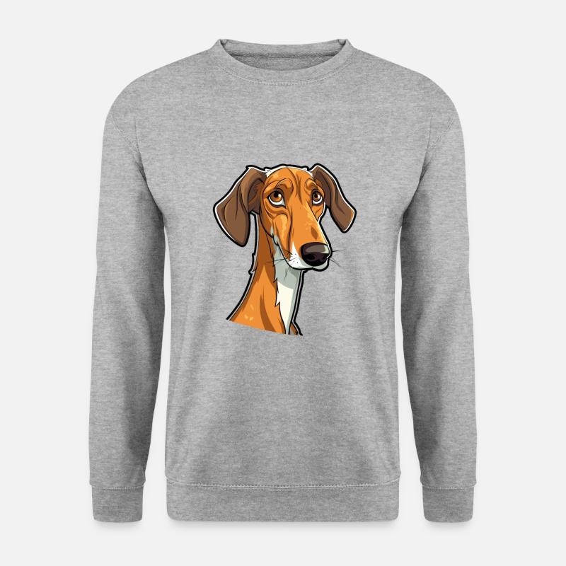 Galgo Español Hunderasse Cartoon Kawaii Illustratio - Unisex Pullover - Weißgrau meliert
