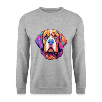 St Bernard chien race Cartoon Kawaii Illustration - Sweat-shirt Unisexe - gris chiné - Devant - Alina (178cm) & Michal (187cm)