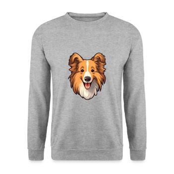 Sheltie Dog Breed Cartoon Kawaii Illustration - Unisex Sweatshirt - salt & pepper - Front - Alina (178cm) & Michal (187cm)