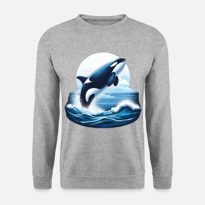 Blauer Orca - Unisex Pullover - Weißgrau meliert