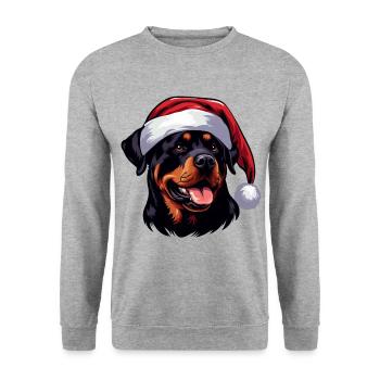 Rottweiler The Santa Claus - Unisex Sweatshirt - salt & pepper - Front - Alina (178cm) & Michal (187cm)